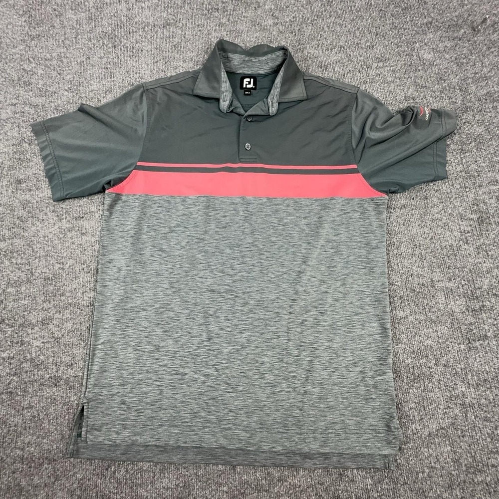 FootJoy Polo Shirt Mens Medium Gray Colorblock Golf Performance Jersey Top